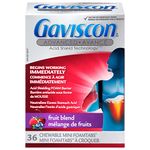 Gaviscon Advanced Strength Chewable Mini Tablets - 36 Count - Foaming Antacid Tablets for Day & Night Heartburn Relief, Acid Reflux and GERD Relief, Fruit Blend - Free of Aluminum, Lactose and Gluten