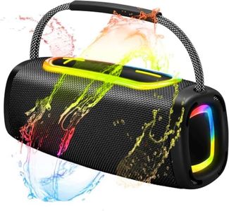 2026 Outdoor Bluetooth BT5.4 Speaker: 75W Loud Sound, IPX7 Waterproof with 40H Playtime, Bass, 6000mAh Portable Wireless Speakers with RBG Light Show for House, Party, Projector, Beach (Black)