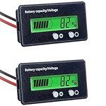 2pcs Universal Battery Monitor, Battery Capacity Voltage Meter, Waterproof LCD Screen Battery Tester for 12V/24V/36V/48V Vehicle Battery (Green)