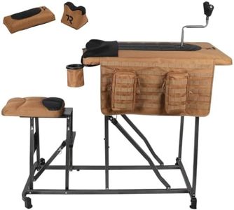 TIMBER RIDGE Magnum Precision Portable Shooting Bench Seat with Table Gun Rest, Shot Bag and Front Rest Included, Steel and Brown, Extra Large