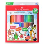 Faber-Castell Connector Pen Set – Pack of 50 | Bright, Washable Colours with Smooth Ink Flow | Snap-On Connector Caps for Creative Play | Non-Toxic & Child-Safe Sketch Pens