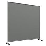 Outsunny Single Panel Room Divider with Lockable Wheels, 6ft Rolling Privacy Screen, Portable Freestanding Privacy Panel for Garden Backyard Deck Pool Hot Tub, Dark Grey