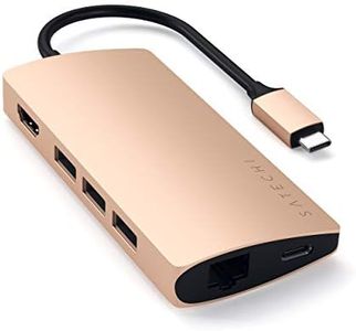 Satechi USB-C Hub Multiport Adapter V2 - USB-C Dongle - 4K HDMI (60Hz), 60W USB-C Charging, GbE, SD/Micro Card Readers, USB 3.0 - USBC Hub for MacBook Pro/Air M1 M2 (Gold)