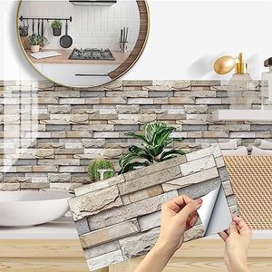 Stickers Carrelage Cuisine, 24 pièces Autocollant en Tuile Auto-Adhésif Sticker Imperméable en PVC Autocollants de Carreaux Carrelage Adhesif Mural Autocollant pour Salle de Bains et Cuisine