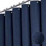 BTTN Navy Blue Shower Curtain - Linen Textured Heavy Duty Waterproof Cloth Shower Curtain Set with 12 Plastic Hooks, Hotel Spa Luxury Simple Decorative Thick Fabric Shower Curtain for Bathroom, 72x72