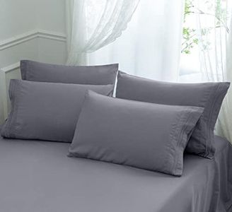 Aormenzy Microfiber Pillow Cases - Queen Size Set of 4-1800 Thread Count Ultra Soft Grey Pillowcases - Wrinkle Resistant Pillow Covers with Envelope Closure - 20" x 30"