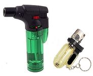 Alkey Stylish Butane Sharp Small Jet Flame Refillable Cigarette Jet Flame Blow Torch Barbeque Lighter for Hookah Coal, Cigars, Welding and Soldering, Pocket Lighter Combo