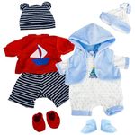 Bibi Doll - Baby Doll Clothes Boy & Girl Set Of Two Outfits Suitable For 18" Baby Doll (Boy Doll Clothes Set of 2)