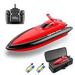 Goolsky Remote Control Boat RC Boats for Pools or Lakes, 2.4G High Speed 20km/h Remote Control Racing Boat, Electric Toy Boat Gift for Kids Adults Boys Girls with Storage Bag