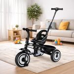 Amazon Brand - Jam & Honey Tricycle for Kids | Seatblet, Parental Handle, & Storage Basket | ISI & BIS-Compliant | for Boys and Girls 2 to 4 Years | 73 x 46 x 90 cm | Black
