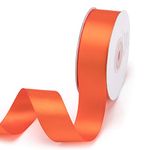 Filan Double Face Satin Ribbon 1 Inch x 25 Yards Double Sided Solid Polyester Ribbon for Gift Wrapping Party Hair Braids Bow Shower Decoration floral Arrangement Craft Supplies, Tarrid Orange