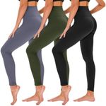 TNNZEET 3 Pack Black Leggings for Women - Tummy Control High Waisted Soft Yoga Pants for Workout