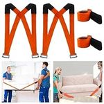 Moving Straps Adjustable - Forearm Forklift Shoulder Harness - Lift and Move Furniture, Appliances, Supports pcs up to 800 lb. Moving Strap Set, 2 Harnesses and 2 Classic Length Straps, Orange