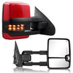 Towing Mirror for Silverado Sierra - Compatible with 2014-2018 Chevy Silverado GMC Sierra 1500 2500 HD 3500 HD with Power Adjusted Heated Glass Running Turn Signal Lights Light (Painted Red Back）