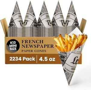 Friteshop Le Mende French Newsprint Paper Cones K-13 Mini 4.5 oz - Disposable, Grease Absorbing - Hors d’oeuvres and French Fries Holder for Catering - Durable European Made Snack Holder - 2234 Count