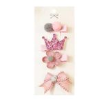 SYGA 4 Pieces Baby Hair Clip For Girl Alligator Hair Accessory For Infant Toddler Hairs Bow Animal Cartoon Rainbow Heart Flower Crown Fruit Patterns-Pink Crown Set