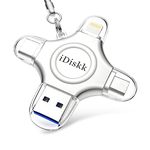 iDiskk 128GB lightning USB Photo Stick for iPhone 4 in 1 iPhone Photo stick,Backup storage for iPhone work with latest iPhone 15/14/13/12/11 and USB-C device Mac and PC