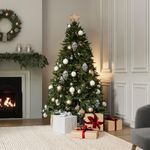 CHARLES BENTLEY Christmas Tree, Luxury, 6ft, Faux, Hinged, Nordic Spruce Christmas Tree, Quick Easy Assembly, 48 Inch, Wide, Realistic, Fir, Pine, Xmas Decoration, Artificial, 1.9k Branches, Festive