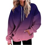 HOOUDO Womens Hoodies Waffle Fall Outfits Oversized Long Sleeves Cosy Pullover Tops with Drawstrings Girl Color Block Sweaters Jumpers Streetwear Deals Under 10 Dollars