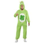 Rubie's 703067S-M000 Carebears Good Luck Bear Comfy-wear Hooded Costume Jumpsuit Care Adult Sized, Men, Women, Multi, S-M