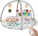 TUMAMA Remote Control Baby Gym Play Mat, Activity Gym with Music and Lights, Detachable Play Piano Gym for Newborn Baby Boys Girls Christmas Holiday Birthday Gifts, Round