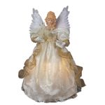 Kurt Adler 14-inch Fiber Optic Ivory and Gold Animated Angel Treetop