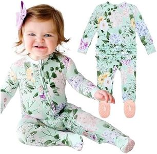 Posh Peanut Baby Girl Sleepers - Viscose from Bamboo Baby Pajamas & 2 Way Zipper Sleepers - Ruffled Baby Clothes for Girls (Newborn / 0-3 Months) Erin