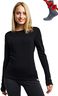 Merino.tech Merino Wool Base Layer Women - 100% Merino Wool Heavyweight, Midweight, Lite Long Sleeve Thermal Shirt and Socks (Large, Black 250)
