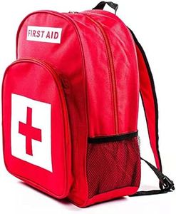 First Aid Bag Empty Red Emergency Medical Backpack First Responder Trauma Bag Waterproof Multi-Pocket for Traveling, Field Trips, Camping, Hiking