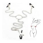 Nipple Clamps with Chain, Nipple Clamps Non Piercing, Non Piercing Nipple Jewelry for Women, Nipple Jewelry, for Women and Men (Black)