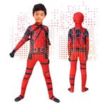 Halloween Costume for Boys Heroes 3D Print Bodysuit Red Suit Onesie Monster Outfit Scary Halloween Cosplay Party Fancy Dress Up Scream Costume with Headwear for Kids 2-18 Years (01-2-Red, 6-7 Years)