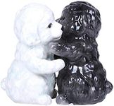 Hugging Maltese Puppy Magnetic Ceramic Salt and Pepper Shakers Set