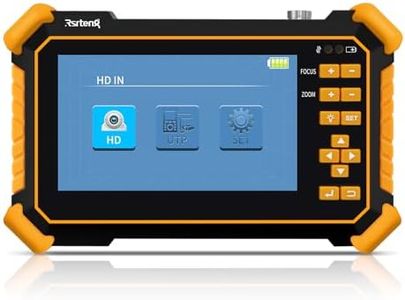 Rsrteng CCTV Tester Monitor Auto HD Coaxial Camera Tester 4K 8MP TVI/CVI/AHD/CVBS Analog Video Monitor 4.3 inch TFT-LCD Screen PTZ Control RS485 Call OSD Menu Audio DC12V Power Output