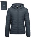 Outdoor Ventures Women's Packable Lightweight Full-Zip Puffer Jacket with Hood Quilted Winter Coat