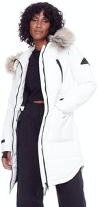 Alpine North Women’s Vegan Down Drawstring Winter Parka - Water Repellent, Windproof, Insulated Jacket with Faux Fur Hood (Medium, Cream)