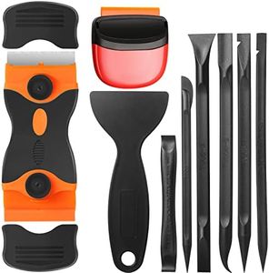 9 Pcs Plastic Blade Scraper Multi Purpose Scraper Non Scratch Tint Tool Easy to Clean Crevices and Tight Spaces, Suitable for Window Glass Floor Sticker Removal Label Decal Paint Cleaning (Black)
