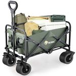 Berry Heavy Duty Festival Trolley, Utility Transport Shopping Wagon with Wheels, Beach Trolley Cart for Shopping and Camping, Collapsible Garden Trolley with 150Kg Capacity- Green