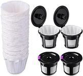 Reusable K Cups with Paper Filters Set, Including 4 Pack K Cups and 100 PCS Coffee Filters for Keurig 1.0 and 2.0 Brewers, Paper Filters Fit Reusable K-Cup Pods