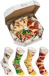 Rainbow Socks - Man Woman Pizza Socks Box Mix Italian Hawaii Pepperoni - 4 Pairs - Size L/XL (AU Woman 10+/Man 7.5-11)