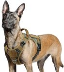 rabbitgoo Tactical Dog Harness for Large Dogs, No Pull Military Dog Harness with Handle & Molle, Easy Control Service Dog Vest Training Walking,Adjustable Reflective Tactical Pet Harness, Brown camo L