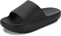 BRONAX Arch Support Slides for Women and Mens | Cushioned Thick Sole Pain Relief Slippers, Black With Arch Support, 9-10 Women/7.5-8.5 Men