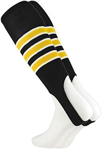 TCK Striped Baseball Stirrups Pattern D (Black/White/Gold, Medium)