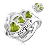 LANBEIDE Birthstone Charms, 925 Sterling Silver Infinity Love Heart Beads August Peridot Birthstone Charms fit Pandora Bracelet Necklace Birthday Present