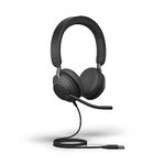 Jabra Evolve2 40 SE Wired Stereo Noise-Cancelling Headset - Features 3-Microphone Call Technology and USB-A Cable - MS Teams Certified, Works with All Other Platforms - Black