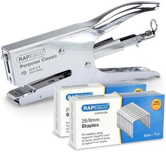 Rapesco 1298A Porpoise Classic Stapling Plier with 10,000 Type 26 Standard 5/16" Staples, 45 Sheet Capacity, Chrome