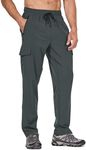 BALEAF Men's Hiking Pants Cargo Quick Dry Water Resistant Elastic Waist Straight Leg Lightweight UPF50+ for Work Gray Size L