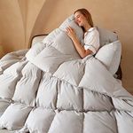 SWITTE Luxury Goose Feather Down Comforter King Size Duvet Insert,All Season Down Duvet Oversized King Size,Down Proof 100% Cotton with 8 Corner Tabs,Baffle Box Design,Oeko TEX Certified