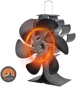 SHAVINGFUN 6 𝐁𝐥𝐚𝐝𝐞𝐬 𝐋𝐨𝐠 𝐁𝐮𝐫𝐧𝐞𝐫 𝐅𝐚𝐧,Stove Fan Silentstove fans log burners With Thermometer, Heat Powered Fireplace Fan Eco Fans Friendly Circulation For Wood/Log Burner/Fireplace
