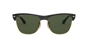 Ray-Ban unisex adult Rb4175 Clubmaster Sunglasses, Black Demishiny & Gold/Green, 57 mm US