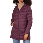 Amazon Essentials Women's Lightweight Long-Sleeve Full-Zip Water-Resistant Packable Hooded Puffer Coat, Burgundy, XX-Large